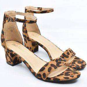 Leopard Block Heel Sandals
